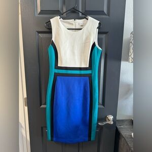Calvin Klein Colorblock Midi Dress Size 10